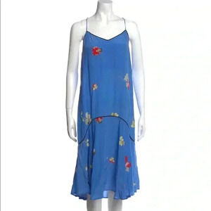 Ganni Silk Floral Midi Slip Dress Flowy Spaghetti Strap 90s Vintage Style Small